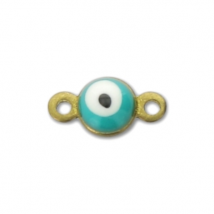 Lucky eye mini spacer with epoxy resin 9x5 mm Turquoise x1