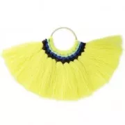 Fan pendant with cotton tassels 80x55 mm Yellow/Gold Tone x1