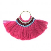 Fan pendant with cotton tassels 80x55 mm Fuchsia/Gold Tone x1|raw }}