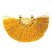Fan pendant with polyester tassels 80x55 mm Yellow/Gold Tone x1|raw }}