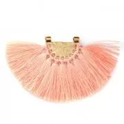 Fan pendant with polyester tassels 80x55 mm Salmon/Gold Tone x1