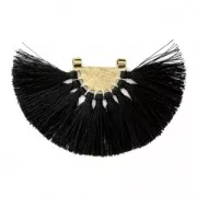 Fan pendant with polyester tassels 80x55 mm Black/Gold Tone x1