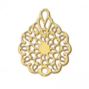 Dyed laser cut flower pendant 16x12 mm Gold Tone x1