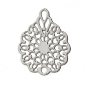 Dyed laser cut flower pendant 16x12 mm rhodium tone x1