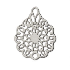 Dyed laser cut flower pendant 16x12 mm rhodium tone x1
