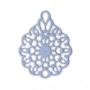 Dyed laser cut flower pendant 16x12 mm Baby Blue x1|raw }}