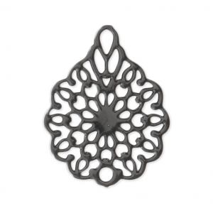 Dyed laser cut flower pendant 16x12 mm Black x1