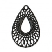 Filigree brass drop pendant 19x12 mm Black x1|raw }}