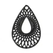 Filigree brass drop pendant 19x12 mm Black x1