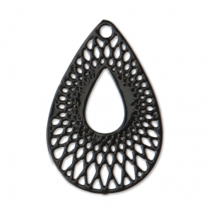 Filigree brass drop pendant 19x12 mm Black x1
