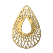 Filigree brass drop pendant 19x12 mm Gold Tone x1|raw }}