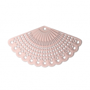 Dyed laser cut fan charm 39x22 mm Light Rose x1
