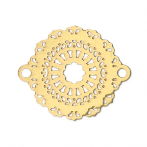 Laser cut rosace spacer 2 loops 21x18 mm Gold Tone x1