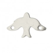 Dyed laser cut spacer bird 2 holes 15x10 mm rhodium tone x1