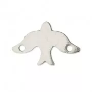 Dyed laser cut spacer bird 2 holes 15x10 mm rhodium tone x1