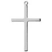Brass cross pendant 40x23 mm Rhodium tone x1