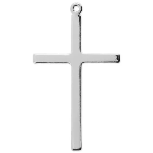 Brass cross pendant 40x23 mm Rhodium tone x1