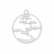 925 Sterling Silver Bonsai openwork charm 16 mm x1