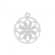 925 Sterling Silver Rosace openwork charm 14 mm x1|raw }}