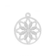 925 Sterling Silver Rosace openwork charm 14 mm x1