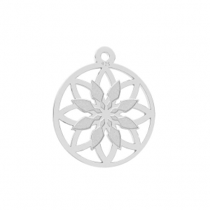 925 Sterling Silver Rosace openwork charm 14 mm x1