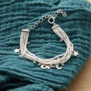 7mm Slide End Tube for bead-weaving - Silver Tone x1