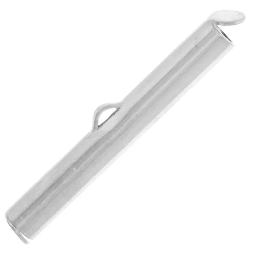 30mm Slide End Tube for bead-weaving - Silver Tone x1