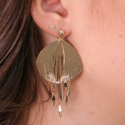 Diamond charm 12x3 mm for DIY jewelry creation - Gold Tone x4