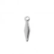 Diamond charm 12x3 mm for DIY jewelry creation - Rhodium Tone x4