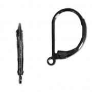 Metal leverback earrings to decorate 17 mm Black x2|raw }}