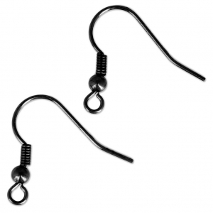 Metal earwires 18.5 mm Black x2