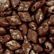 Czech Glass beads Gemduo 2 holes 8x5 mm Opaque Chocolate Gold Splash x10g