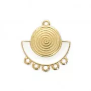 Spacer/pendant with epoxy resin and 5 loops 23x24 mm fine Gold plated/White x1