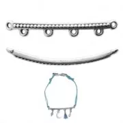Spacer with a studded effect 4 loops 41x5.5 mmm Antique Silver Tone x1