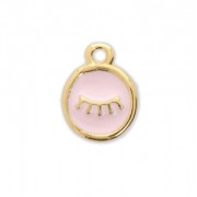 Round charm eye pattern with epoxy resin 10 mm fine Gold plated/Light Pink x1|raw }}