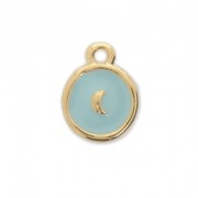 Round charm moon pattern with epoxy resin 10 mm fine Gold plated/Blue x1|raw }}