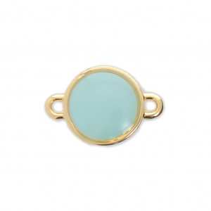 Round metal spacer 2 loops with epoxy resin 17x12 mm Blue/fine Gold plated x1