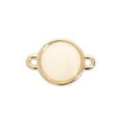 Round metal spacer 2 loops with epoxy resin 17x12mm White opal/fine Gold plated x1|raw }}