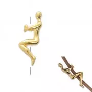 Bead/slider bead seated woman 25x8 mm for 3 mm cord fine Gold plated x1