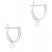 Leverback earrings design shape 18 mm Fine silver plating x2