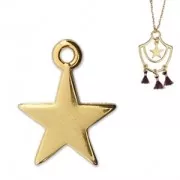 Star charm for DIY jewelry creation 14 mm fine Gold plated x1
