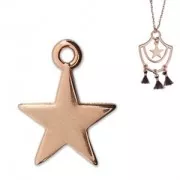Star charm for DIY jewelry creation 14 mm Rose Gold Tone x1