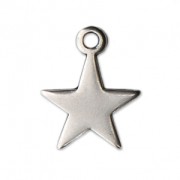 Star charm for DIY jewelry creation 14 mm Fine Antique silver plating x1