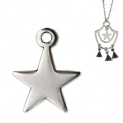 Star charm for DIY jewelry creation 14 mm Fine Antique silver plating x1