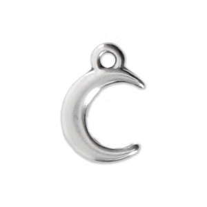 Half-moon charm for DIY jewelry creation 12x8 mm Fine Antique silver plating x1