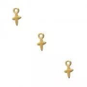 Cross charms for DIY jewelry creatio 9x5 mm fine Gold plated x6
