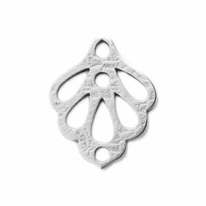 Openwork leaf pendant/spacer 15x12 mm Fine Antique silver plating x1