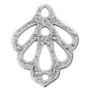 Openwork leaf pendant/spacer 30x24 mm Fine Antique silver plating x1
