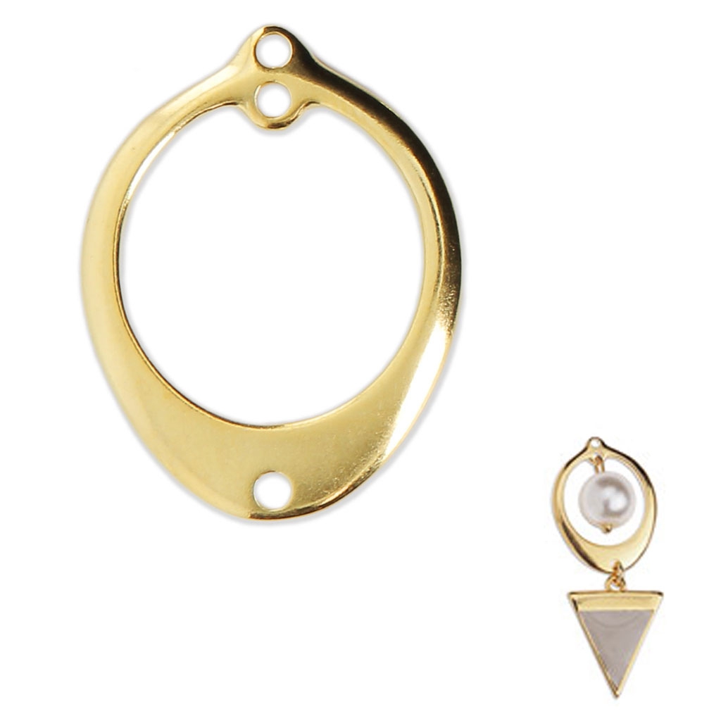Pendant/spacer for earrings with 2 holes 24x18.5 mm Gold Tone x1