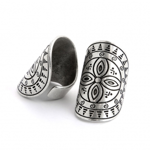 Adjustable tin ring cross pattern 36.5 mm Fine Antique silver plating x1